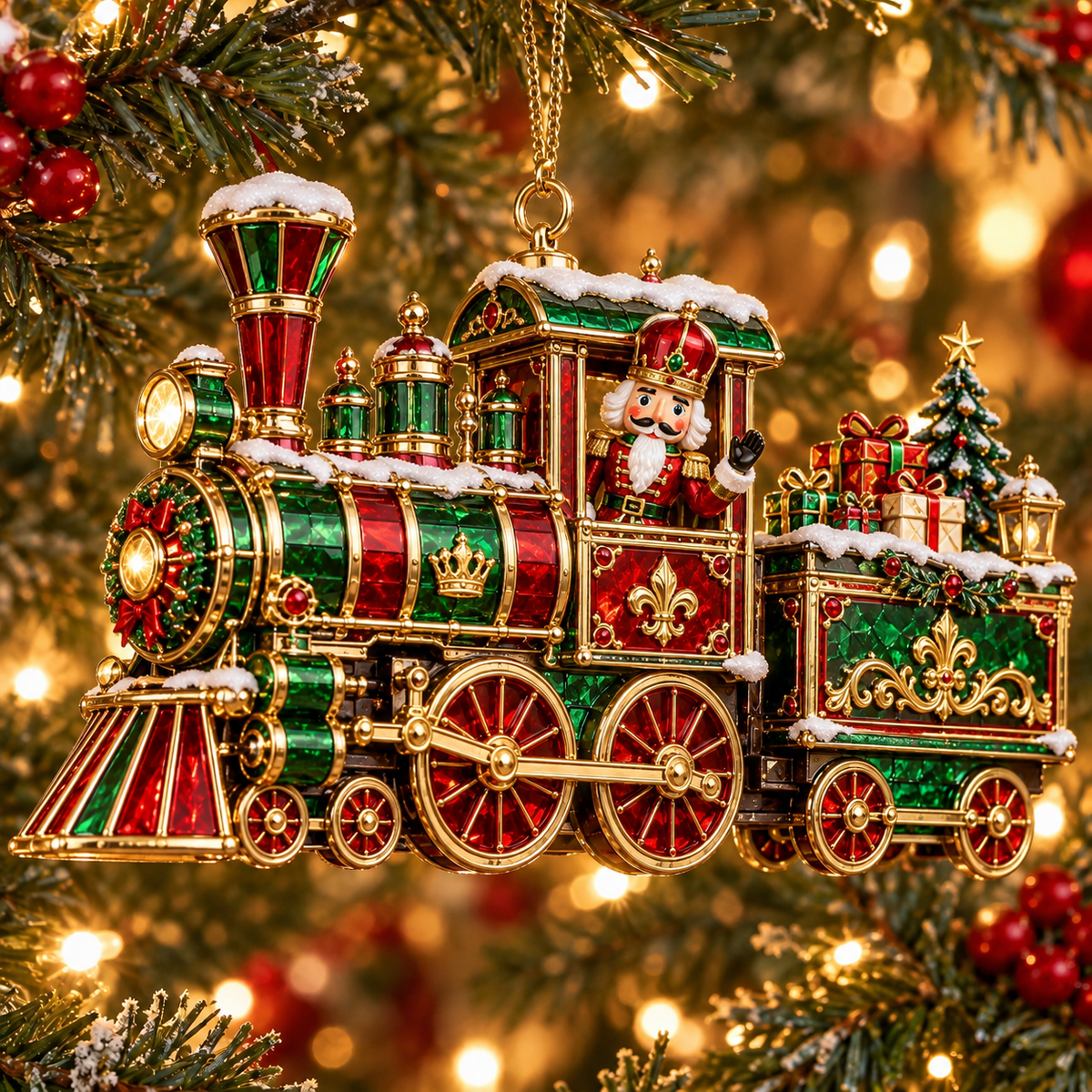 Christmas Magic Express – 6-Piece Vintage Christmas Train Ornament Collection | Santa, Snowman, Nutcracker & More