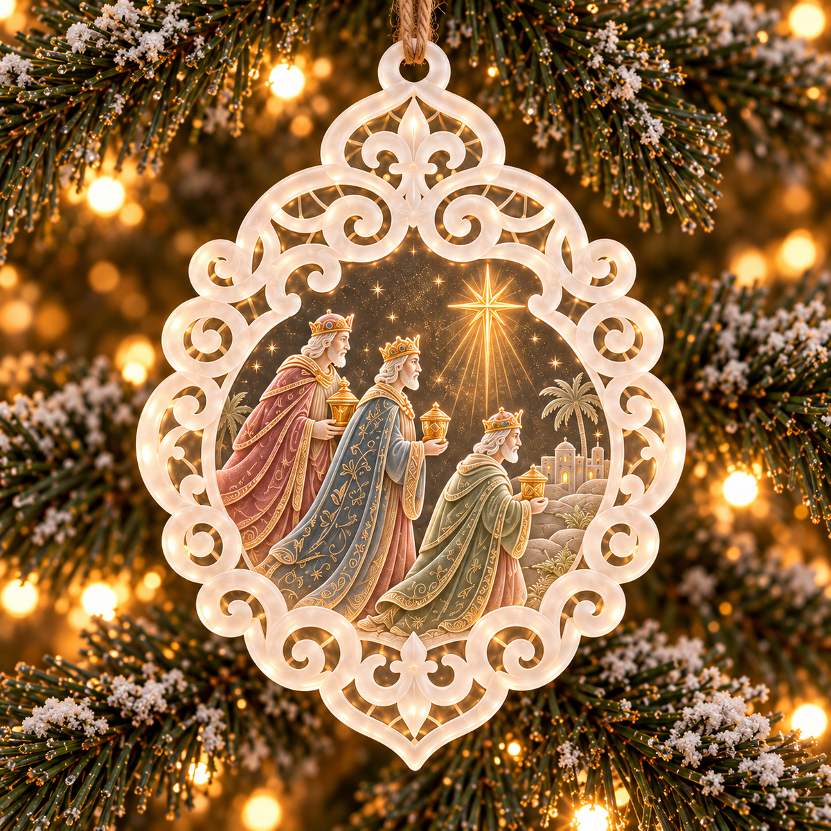 6-Piece Nativity Christmas Ornament Collection – Elegant Holy Family, Guardian Angels, Three Wise Men & Bethlehem Scene Ornaments | Religious Christmas Tree Decorations & Christian Keepsake Gifts