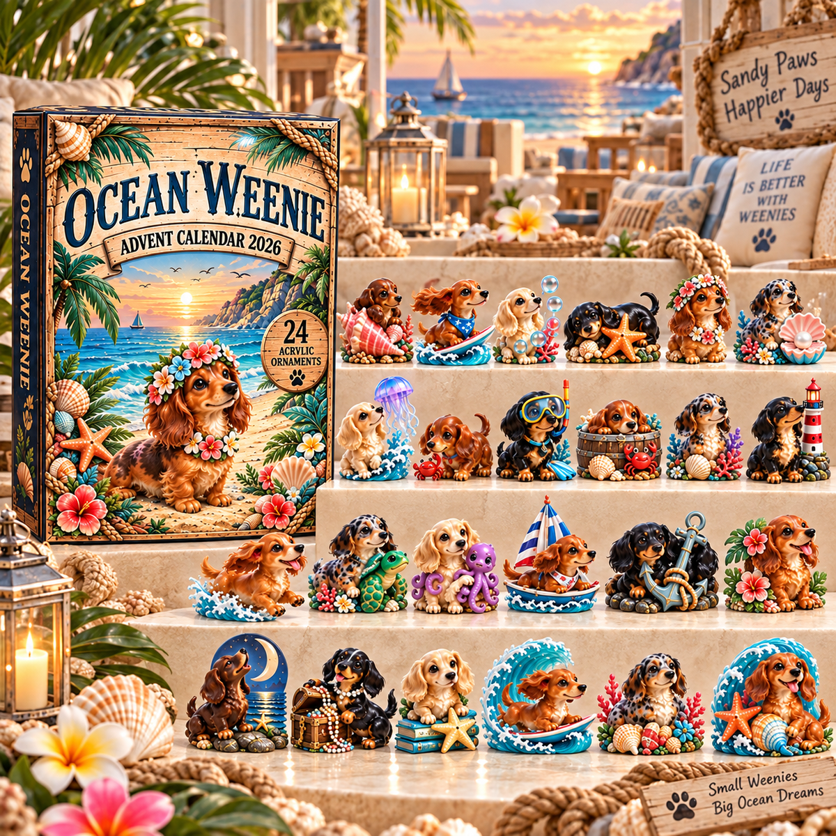 Surfing Dachshund Advent Calendar - 24 Days of Ocean-Themed Surprises