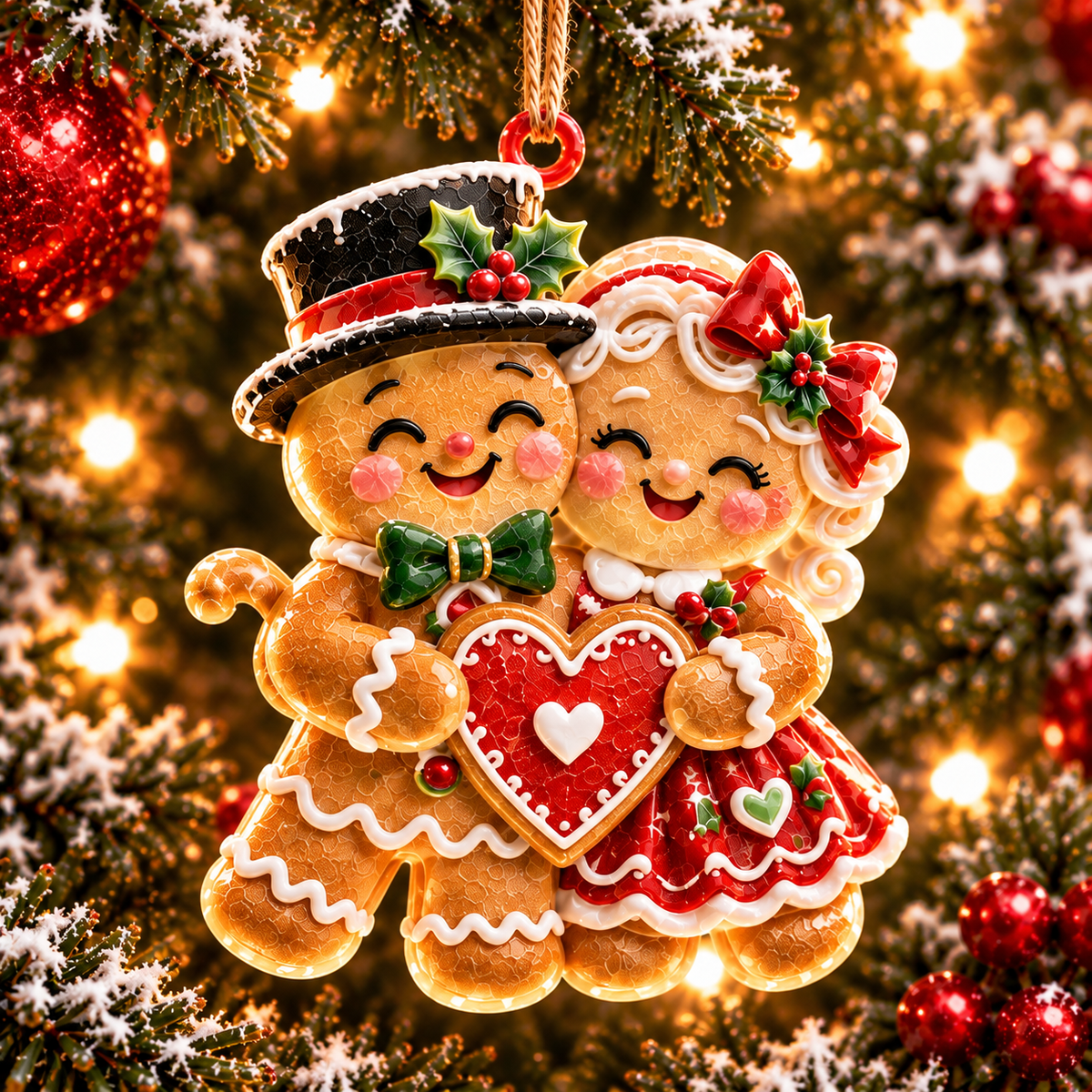 6-Piece Gingerbread Christmas Ornament Collection – Adorable Gingerbread Family, Couple & Holiday Characters | Festive Christmas Tree Hanging Decorations, Sweet Family Keepsake Gifts