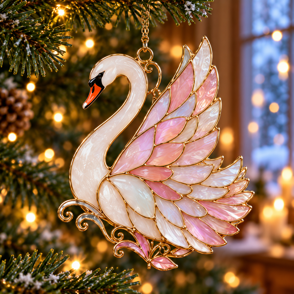 🎄 2026 Christmas Swan Ornaments – Set of 6 Elegant Holiday Keepsakes