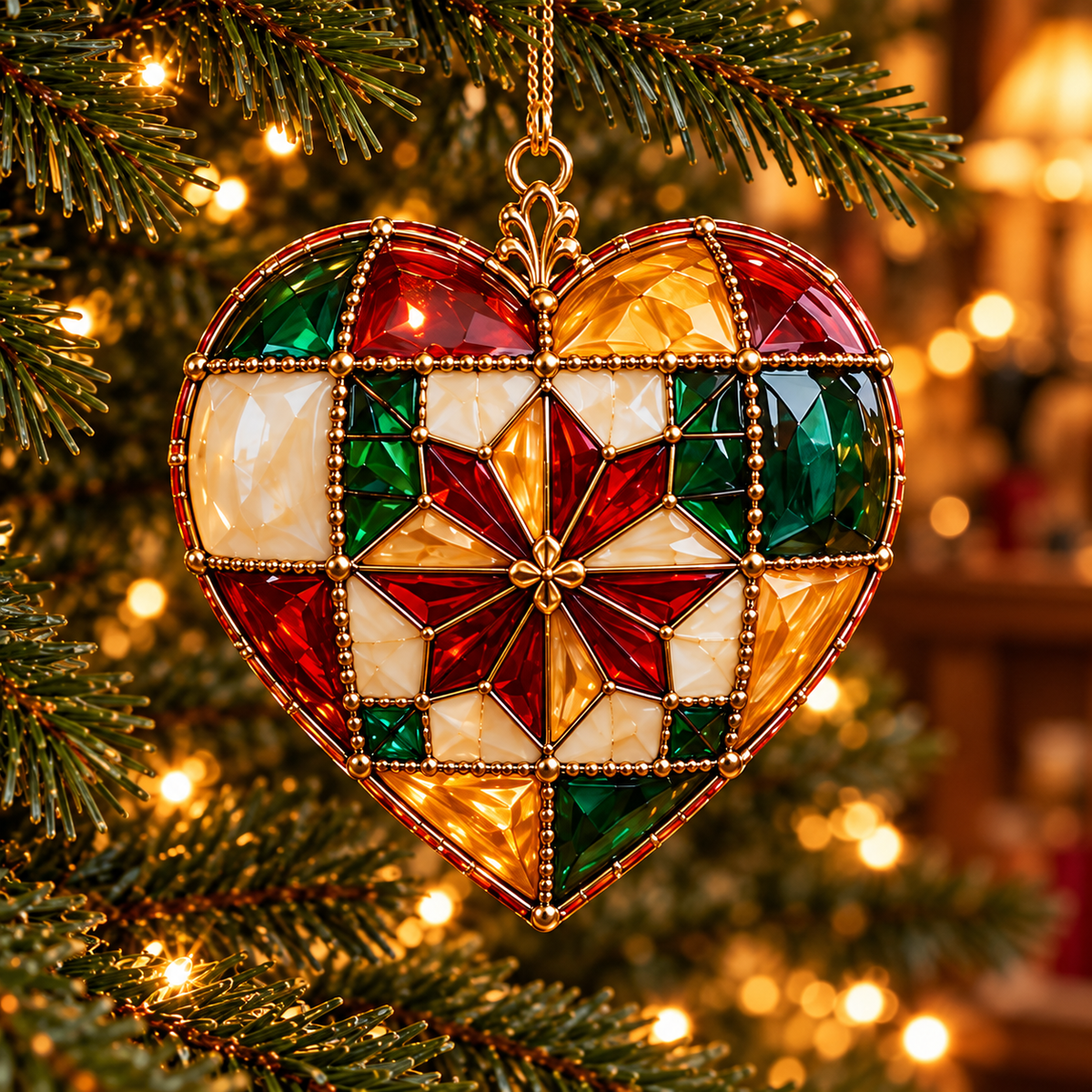 ✨ 2026 Vintage Stained Glass Sewing Christmas Ornaments – Set of 6