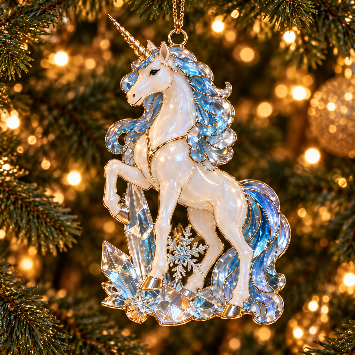 ✨ 2026 Enchanted Stained Glass Unicorn Christmas Ornaments – Set of 6