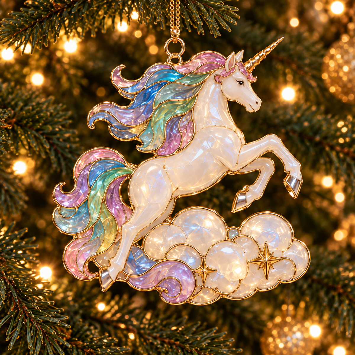 ✨ 2026 Enchanted Stained Glass Unicorn Christmas Ornaments – Set of 6