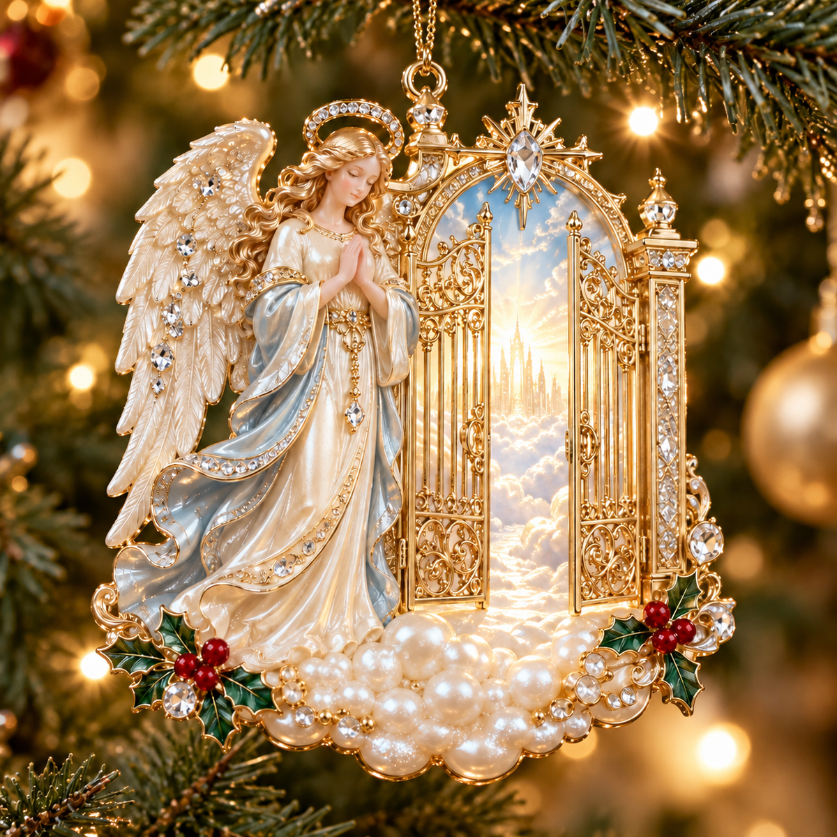 Heavenly Angel Christmas Ornament – Crystal Star, Heaven’s Gate & Nativity Faith Keepsake Collection