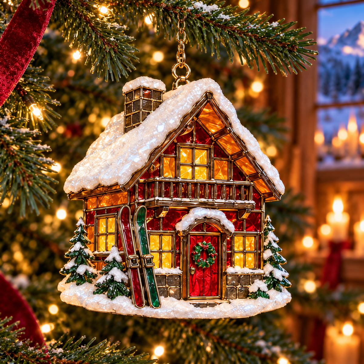⛷️ 2026 Christmas Ski Resort Ornaments – Set of 6 Festive Winter Holiday Keepsakes