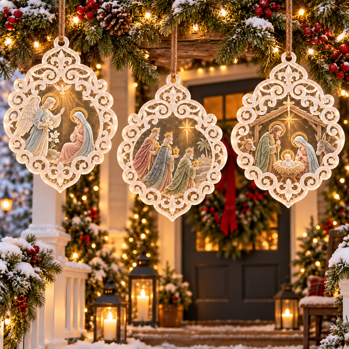 6-Piece Nativity Christmas Ornament Collection – Elegant Holy Family, Guardian Angels, Three Wise Men & Bethlehem Scene Ornaments | Religious Christmas Tree Decorations & Christian Keepsake Gifts