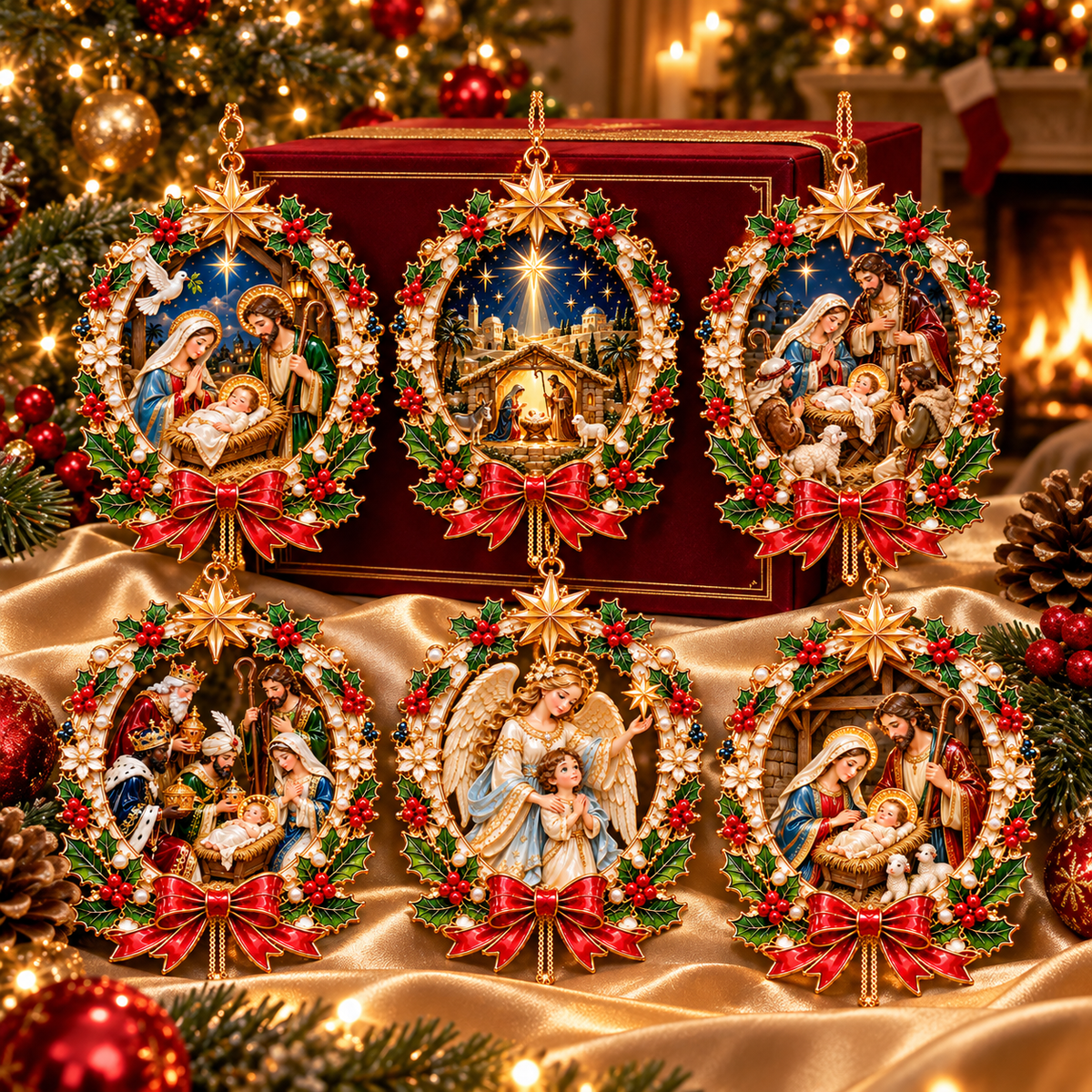 2026 Nativity Christmas Ornaments – 6-Piece Holy Family & Bethlehem Keepsake Collection | Faith-Inspired Christmas Tree Decorations & Meaningful Religious Gifts
