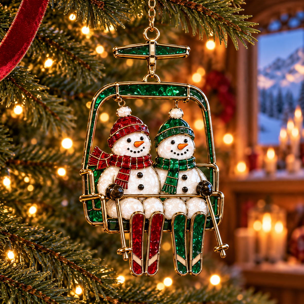 ⛷️ 2026 Christmas Ski Resort Ornaments – Set of 6 Festive Winter Holiday Keepsakes