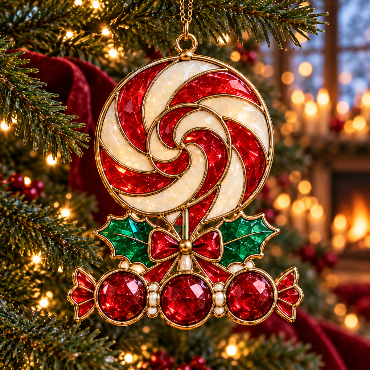 ✨ 2026 Magical Stained Glass Christmas Ornaments – Set of 6 | Crystal Castle, Candy, Rocket, Rainbow Star & Heart Hanging Decorations | Colorful Christmas Tree Ornaments & Holiday Gifts