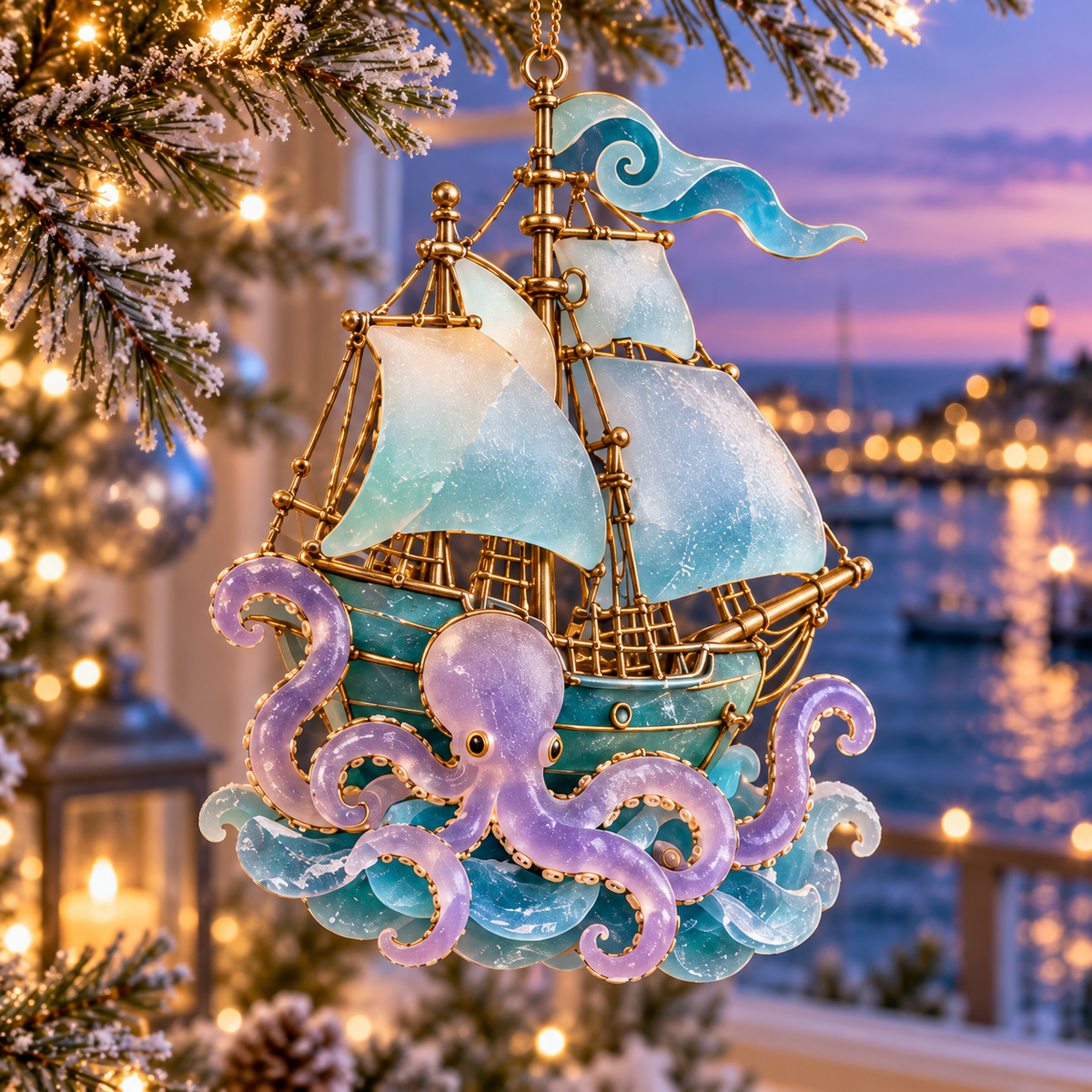 ⛵ 2026 Coastal Christmas Sailing Ship Ornaments – Set of 6 Nautical Holiday Keepsakes