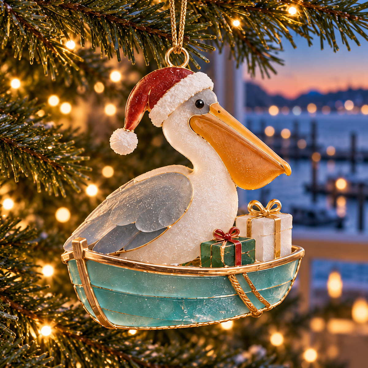 🌊 2026 Coastal Christmas Seabird Ornaments – Set of 6 Festive Seagull & Pelican Keepsakes