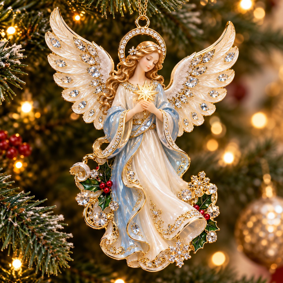 Heavenly Angel Christmas Ornament – Crystal Star, Heaven’s Gate & Nativity Faith Keepsake Collection