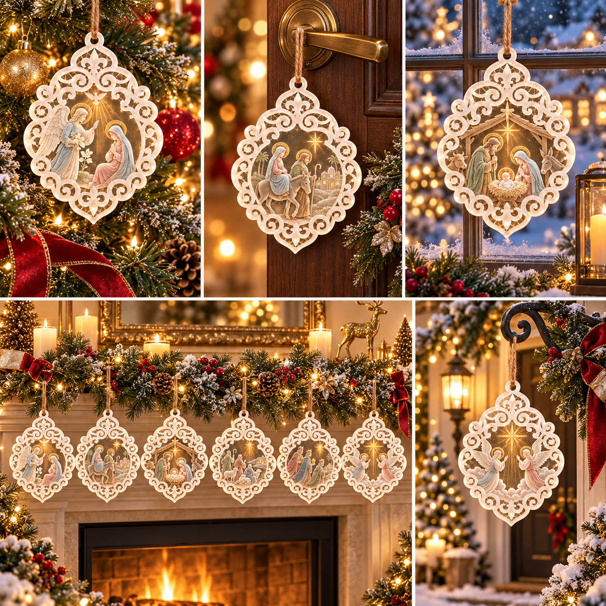 6-Piece Nativity Christmas Ornament Collection – Elegant Holy Family, Guardian Angels, Three Wise Men & Bethlehem Scene Ornaments | Religious Christmas Tree Decorations & Christian Keepsake Gifts