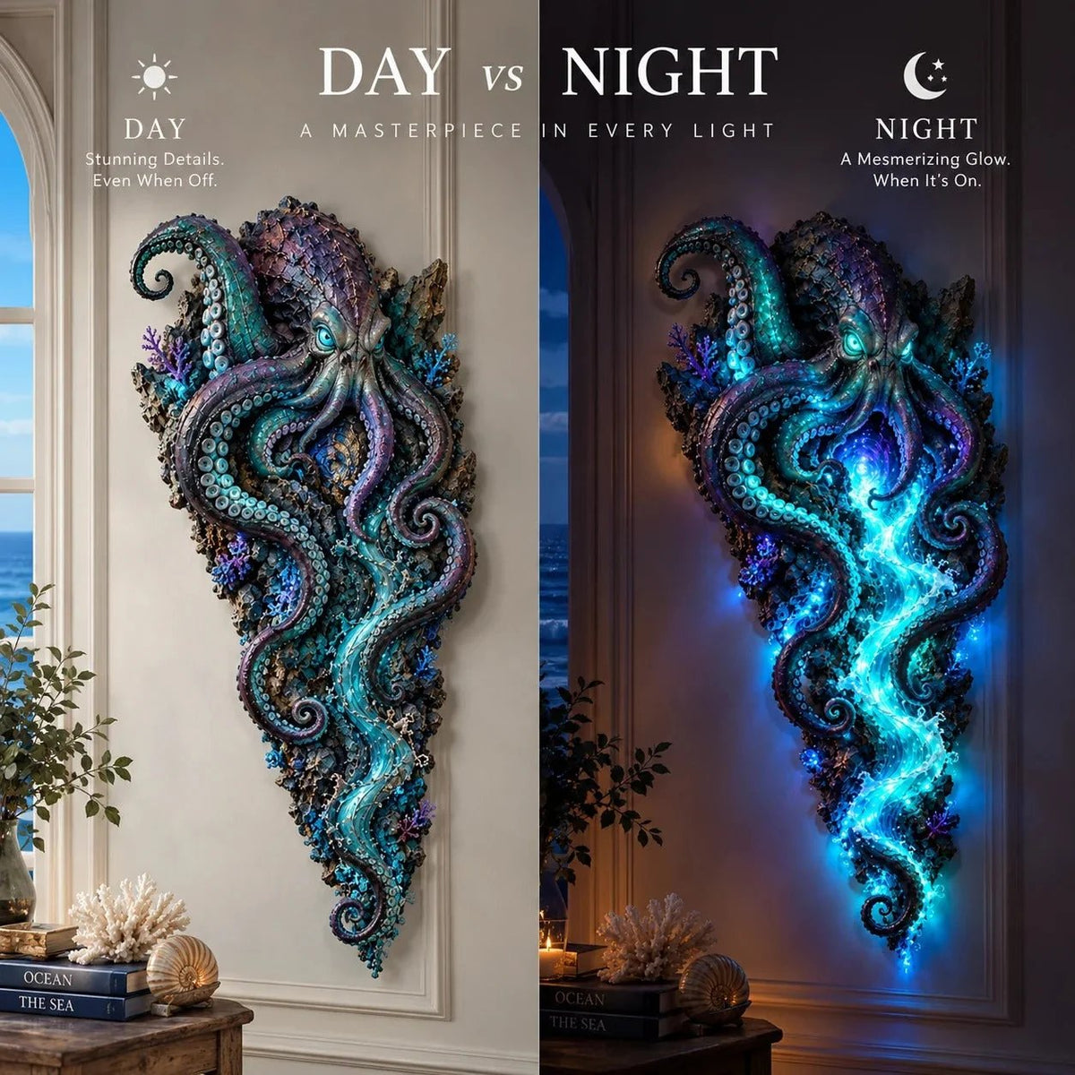 ⏰Limited Stock 50% OFF - 🌊✨ Enchanted Ocean Legends™ Lighted Wall Décor Collection 🐋🧜♀️