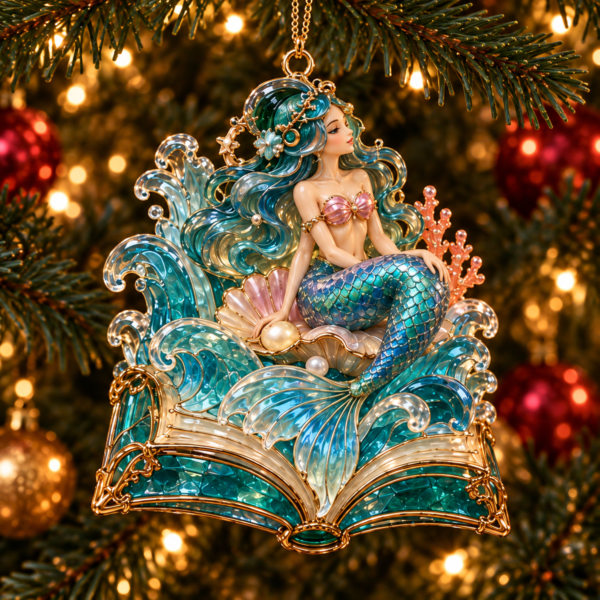 🎄 2026 Enchanted Storybook Christmas Ornaments – Set of 6 | Stained Glass Fairy Tale Castle, Unicorn, Fairy, Mermaid, Dragon & Snowy Village Hanging Decorations | Magical Christmas Tree Ornaments & Fantasy Lover Gifts
