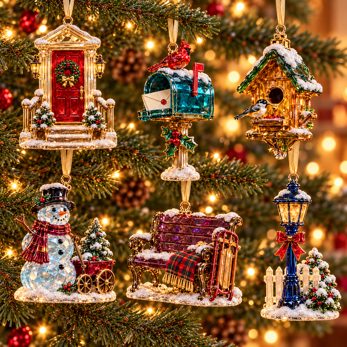 Home for Christmas – Vintage Winter Scene Ornaments in 6 Charming Designs