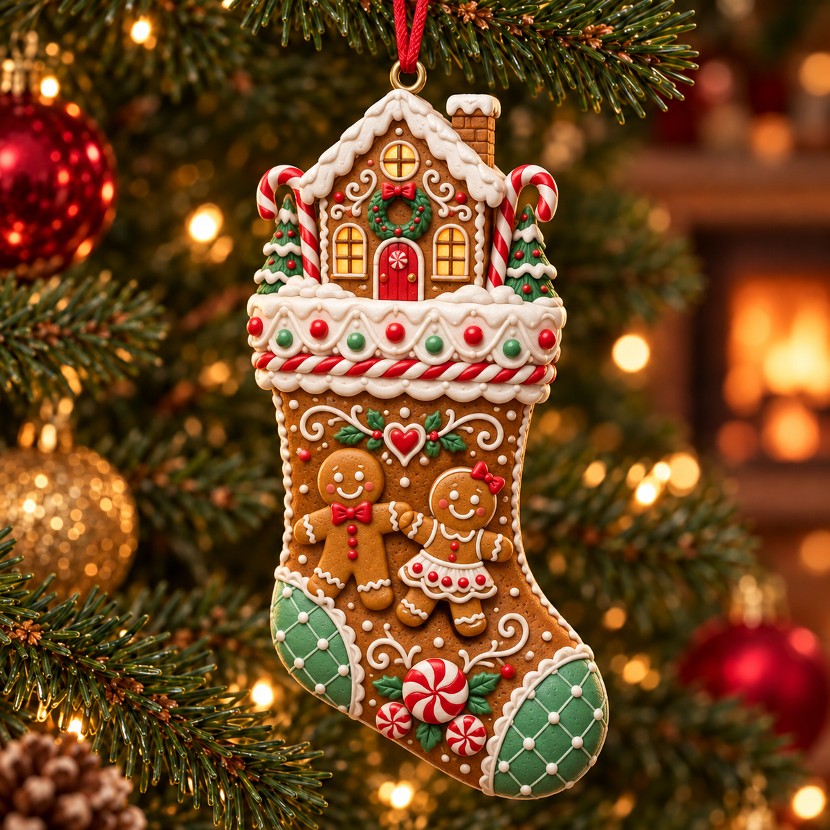 2026 Christmas Storybook Stocking Ornaments – 6-Piece Vintage Holiday Collection