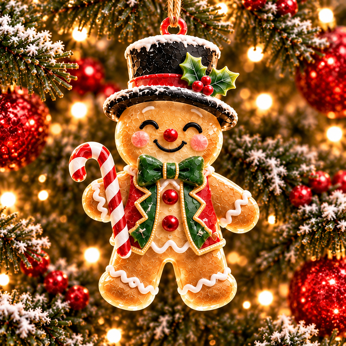 6-Piece Gingerbread Christmas Ornament Collection – Adorable Gingerbread Family, Couple & Holiday Characters | Festive Christmas Tree Hanging Decorations, Sweet Family Keepsake Gifts
