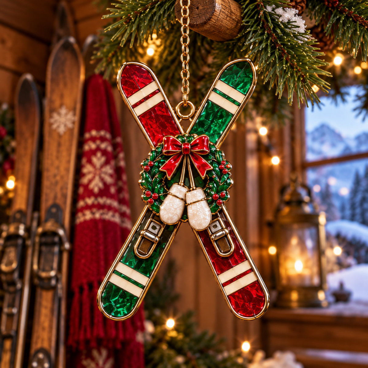 ⛷️ 2026 Christmas Ski Resort Ornaments – Set of 6 Festive Winter Holiday Keepsakes