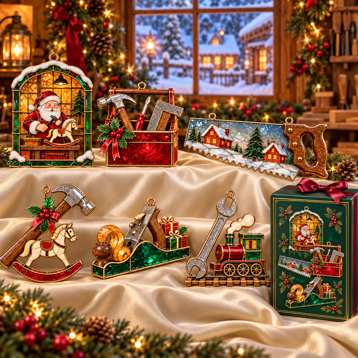 🪚 2026 Christmas Woodworking Ornaments – Set of 6 Festive Carpenter Holiday Keepsakes