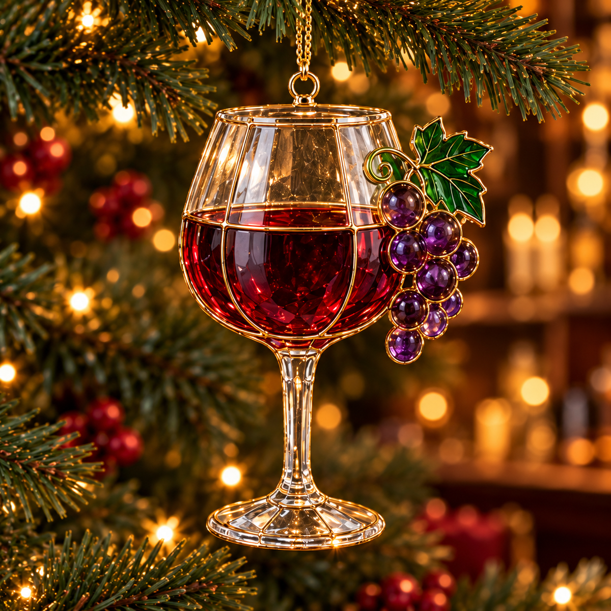 ✨ 2026 Vintage Stained Glass Cocktail & Wine Christmas Ornaments – Set of 6 | Martini, Margarita, Whiskey, Red Wine & Champagne Hanging Decorations | Christmas Tree Ornaments & Unique Holiday Gifts for Cocktail Lovers