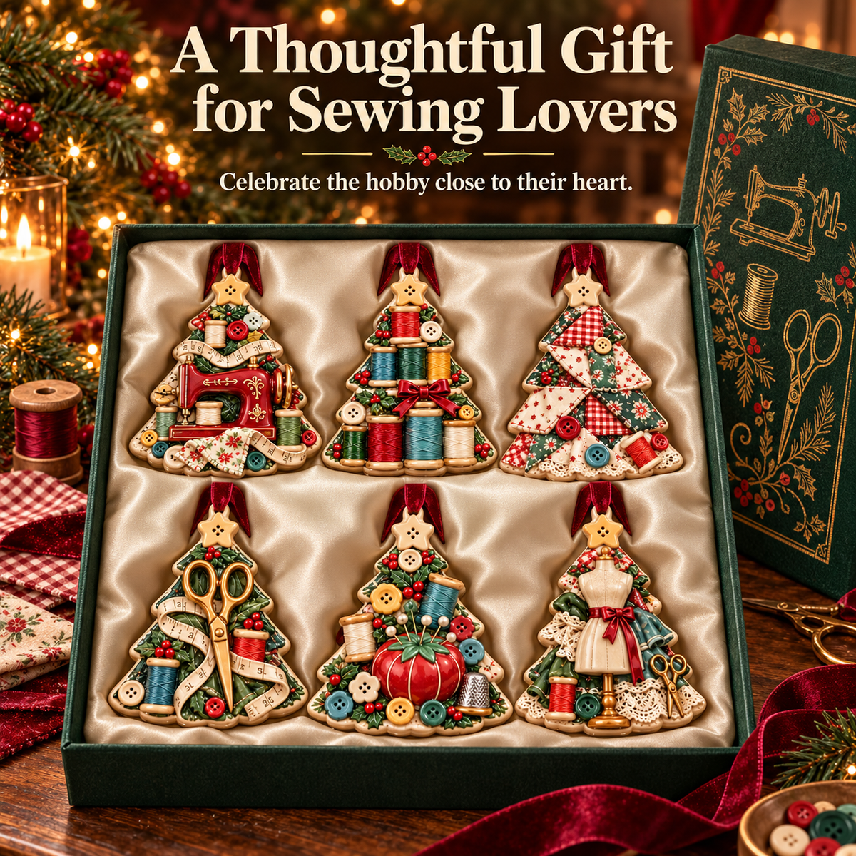 Sew Merry – Vintage Sewing Christmas Tree Ornaments in 6 Charming Designs