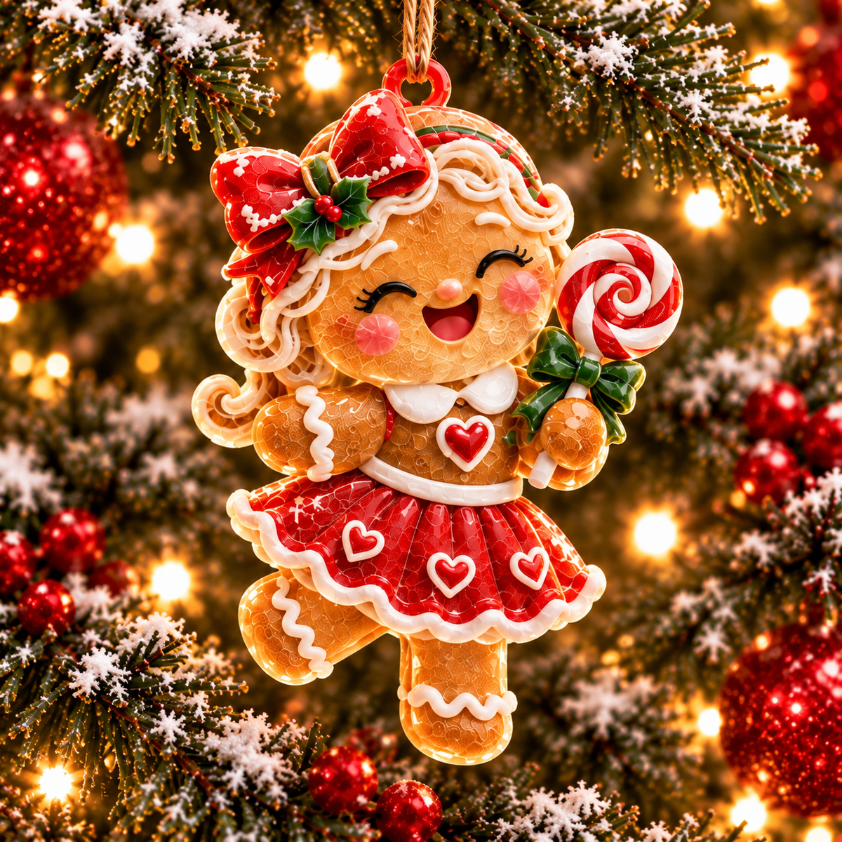 6-Piece Gingerbread Christmas Ornament Collection – Adorable Gingerbread Family, Couple & Holiday Characters | Festive Christmas Tree Hanging Decorations, Sweet Family Keepsake Gifts