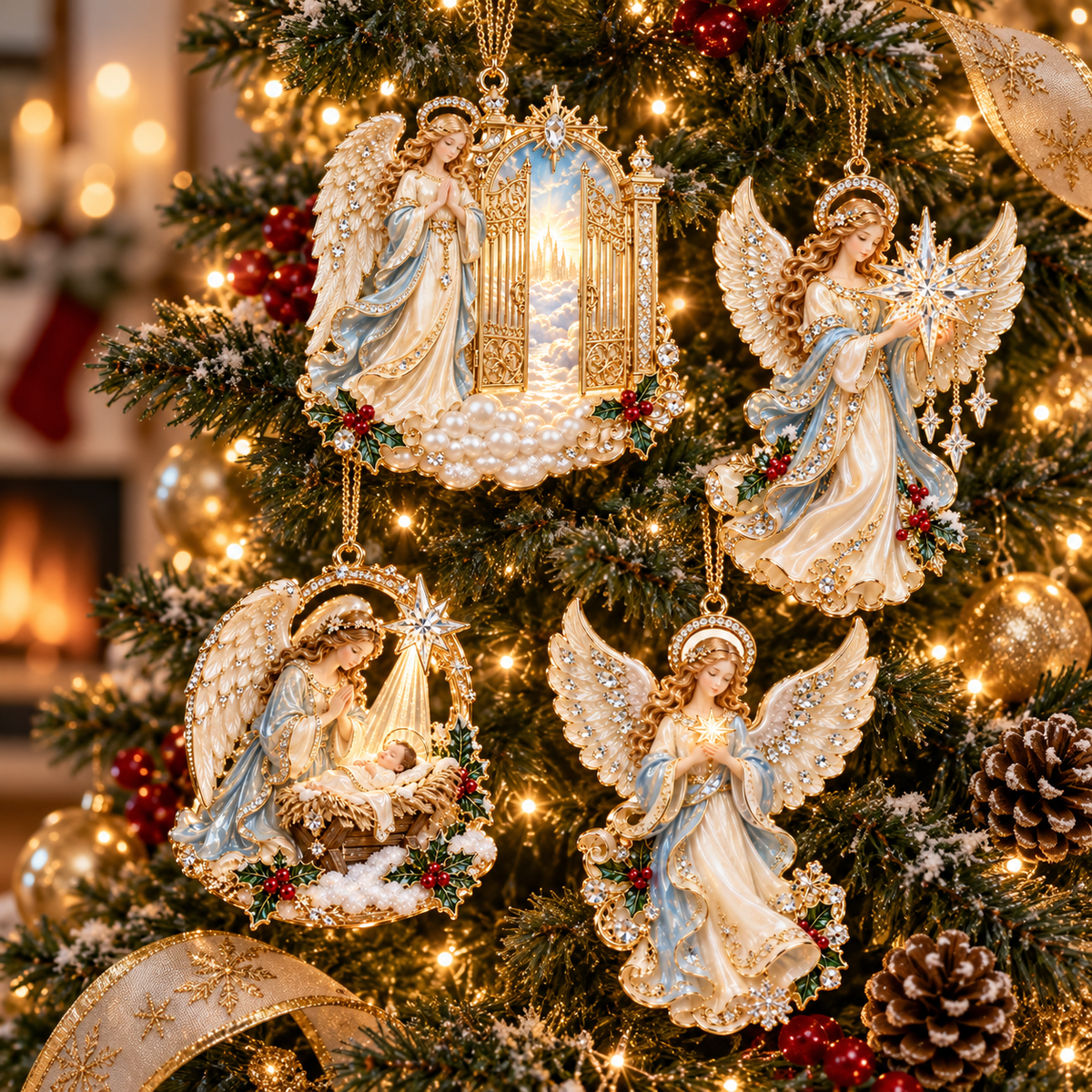 Heavenly Angel Christmas Ornament – Crystal Star, Heaven’s Gate & Nativity Faith Keepsake Collection
