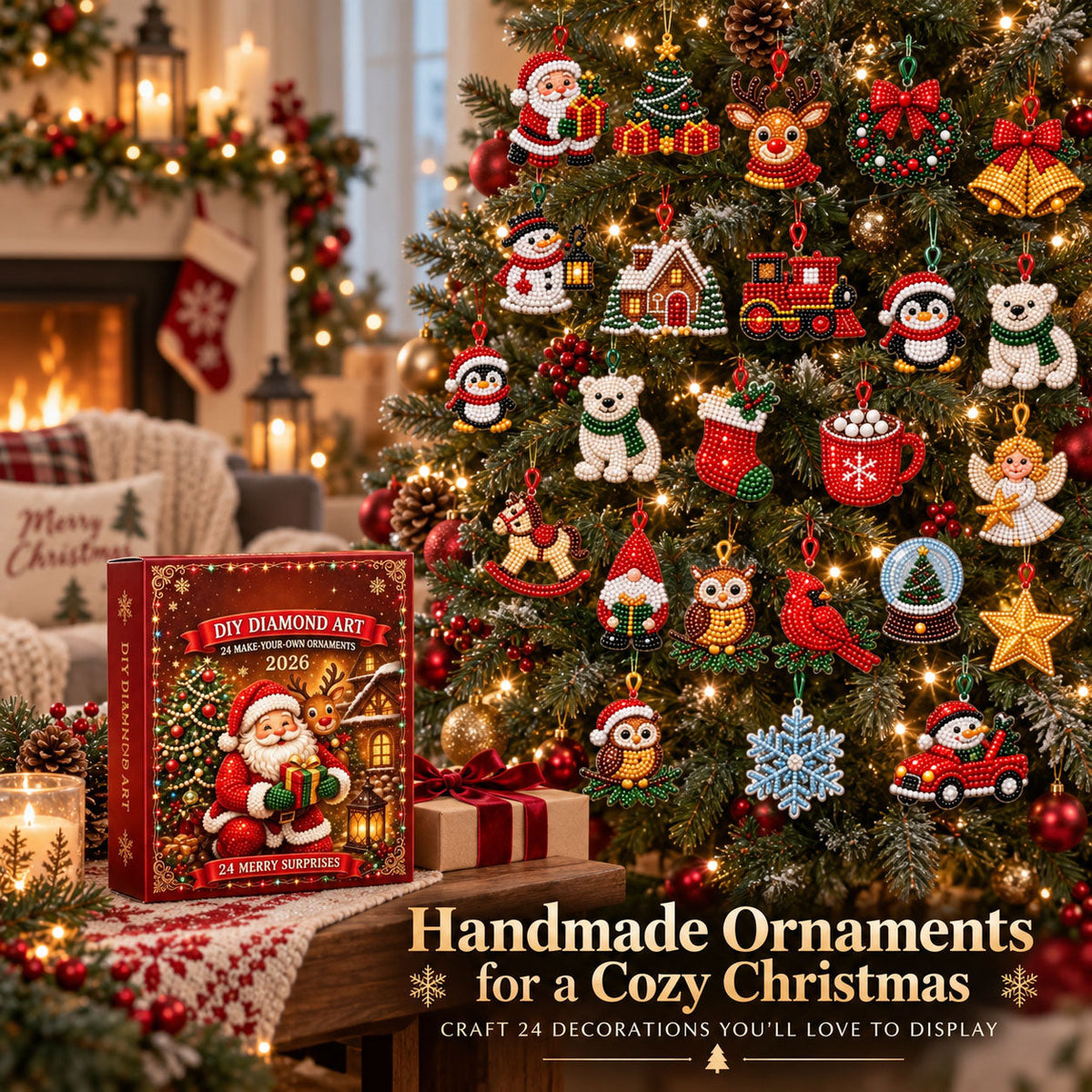 CHRISTMAS KICKOFF 40% OFF - Christmas Diamond Painting Advent Calendar 2026 - 24-Day DIY Craft Ornament - Creative Christmas Gift for Craft Lovers