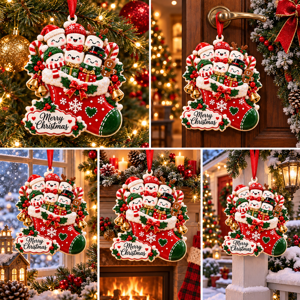 Christmas Marshmallow Family Stocking Ornament - image 10