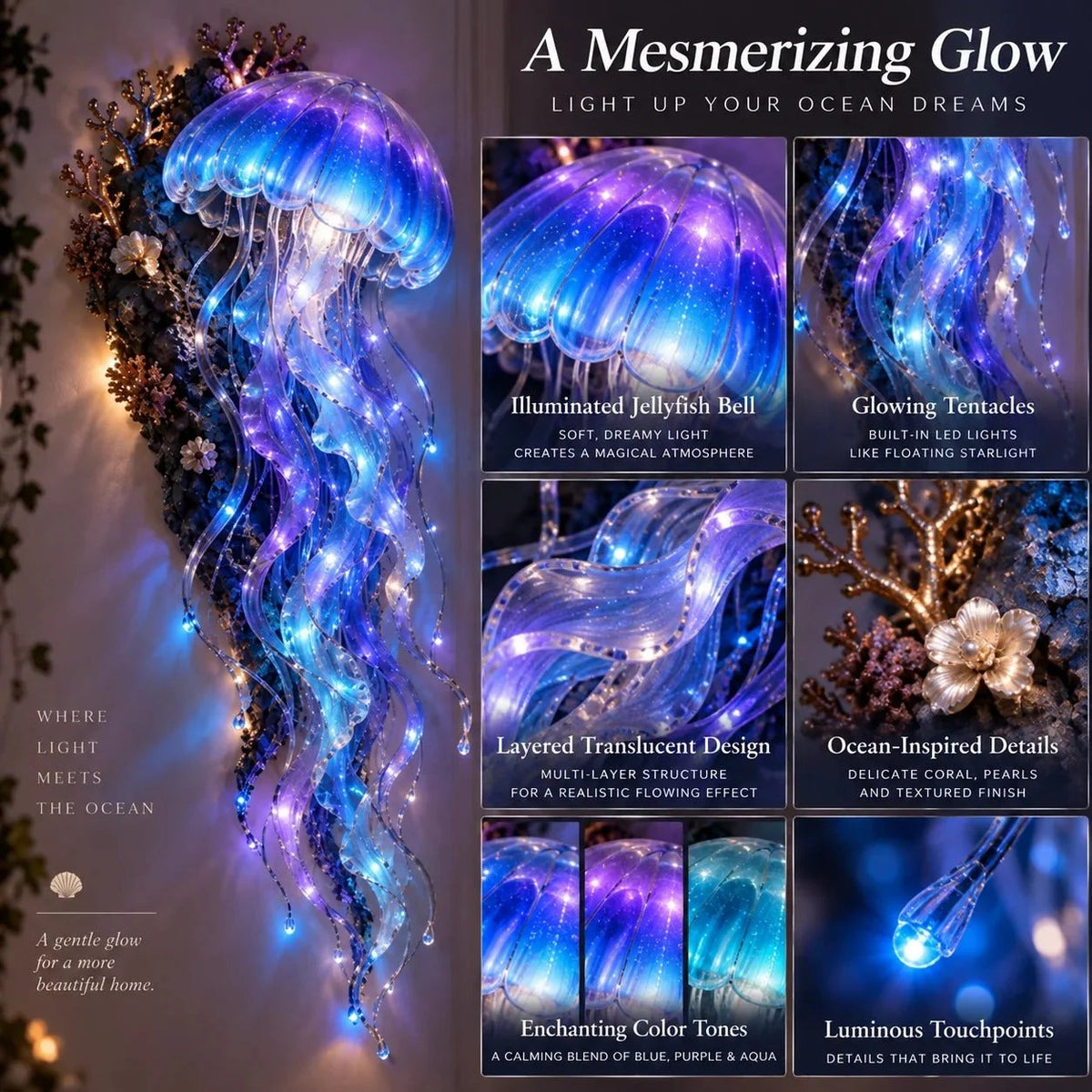 ⏰Limited Stock 50% OFF - 🌊✨ Enchanted Ocean Legends™ Lighted Wall Décor Collection 🐋🧜♀️