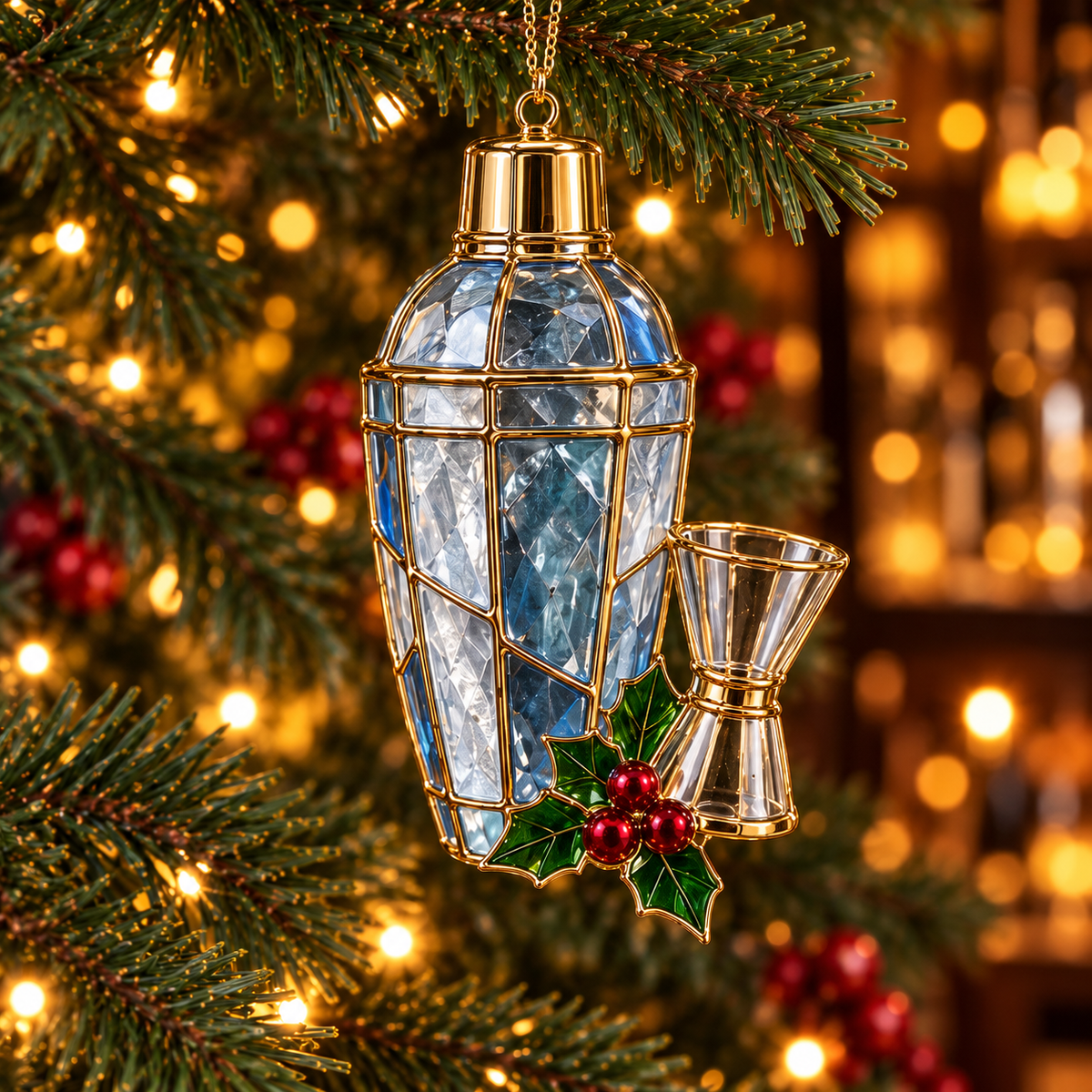 ✨ 2026 Vintage Stained Glass Cocktail & Wine Christmas Ornaments – Set of 6 | Martini, Margarita, Whiskey, Red Wine & Champagne Hanging Decorations | Christmas Tree Ornaments & Unique Holiday Gifts for Cocktail Lovers