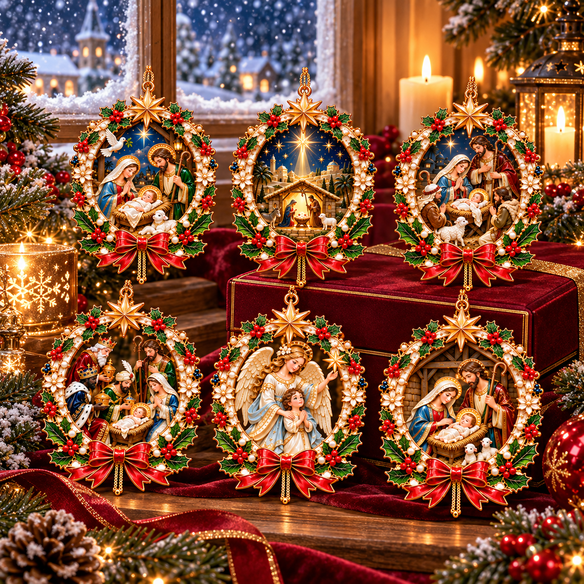 2026 Nativity Christmas Ornaments – 6-Piece Holy Family & Bethlehem Keepsake Collection | Faith-Inspired Christmas Tree Decorations & Meaningful Religious Gifts