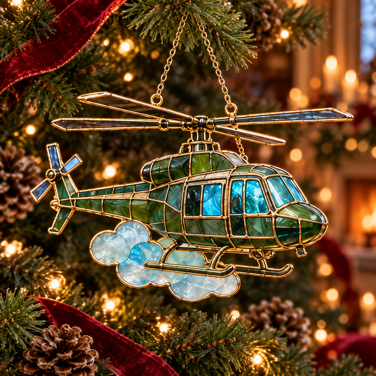 ✨ 2026 Military Stained Glass Christmas Ornaments – Set of 6