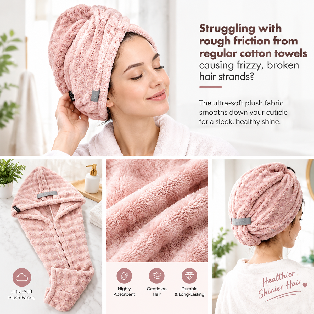 Extra-Thick Microfiber Hair Drying Towel Cap Set, Super Absorbent Quick-Dry Hair Wrap 🧖♀️