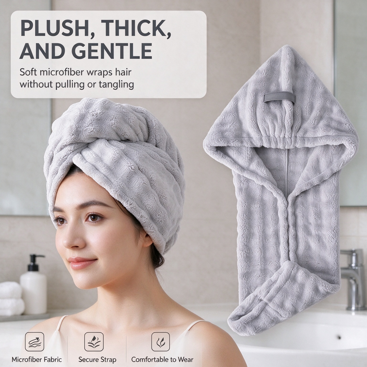 Extra-Thick Microfiber Hair Drying Towel Cap Set, Super Absorbent Quick-Dry Hair Wrap 🧖♀️