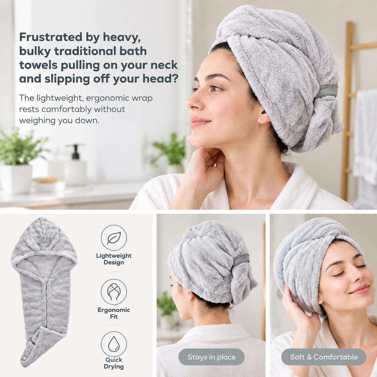 Extra-Thick Microfiber Hair Drying Towel Cap Set, Super Absorbent Quick-Dry Hair Wrap 🧖♀️