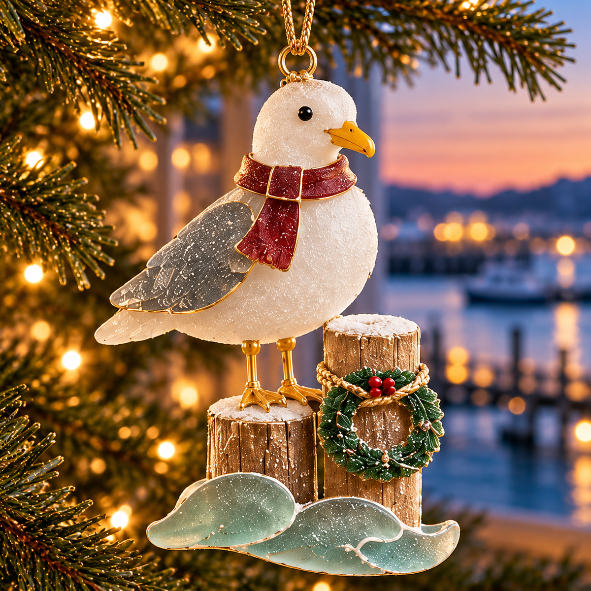 🌊 2026 Coastal Christmas Seabird Ornaments – Set of 6 Festive Seagull & Pelican Keepsakes