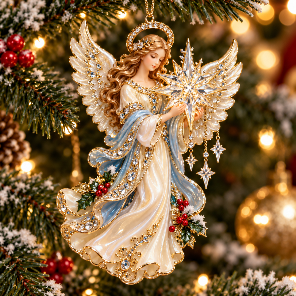 Heavenly Angel Christmas Ornament – Crystal Star, Heaven’s Gate & Nativity Faith Keepsake Collection