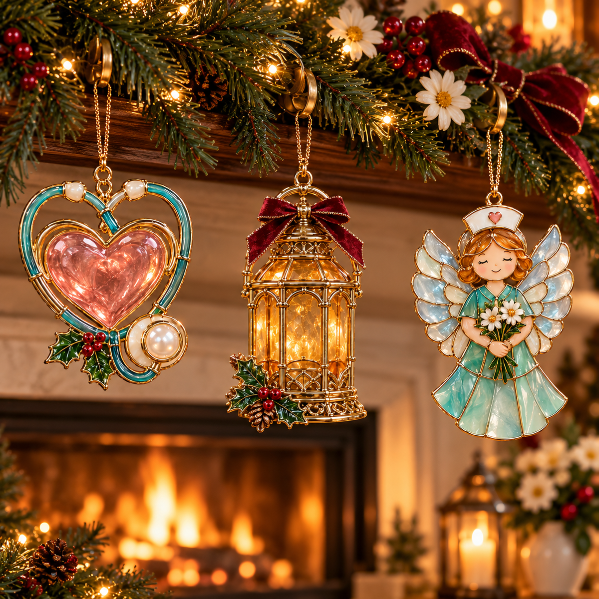 ✨ 2026 Nurse Appreciation Stained Glass Christmas Ornaments – Set of 6
