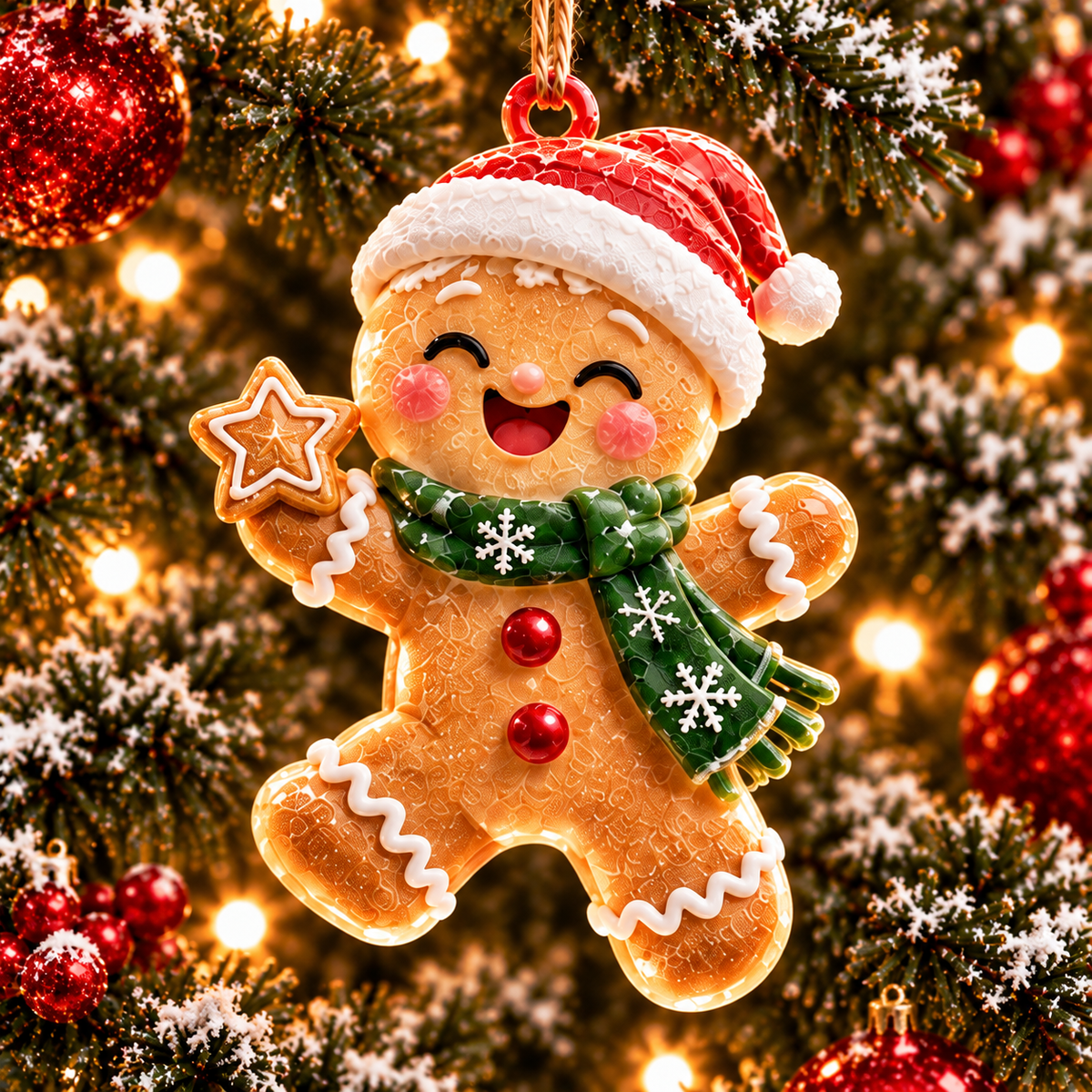 6-Piece Gingerbread Christmas Ornament Collection – Adorable Gingerbread Family, Couple & Holiday Characters | Festive Christmas Tree Hanging Decorations, Sweet Family Keepsake Gifts