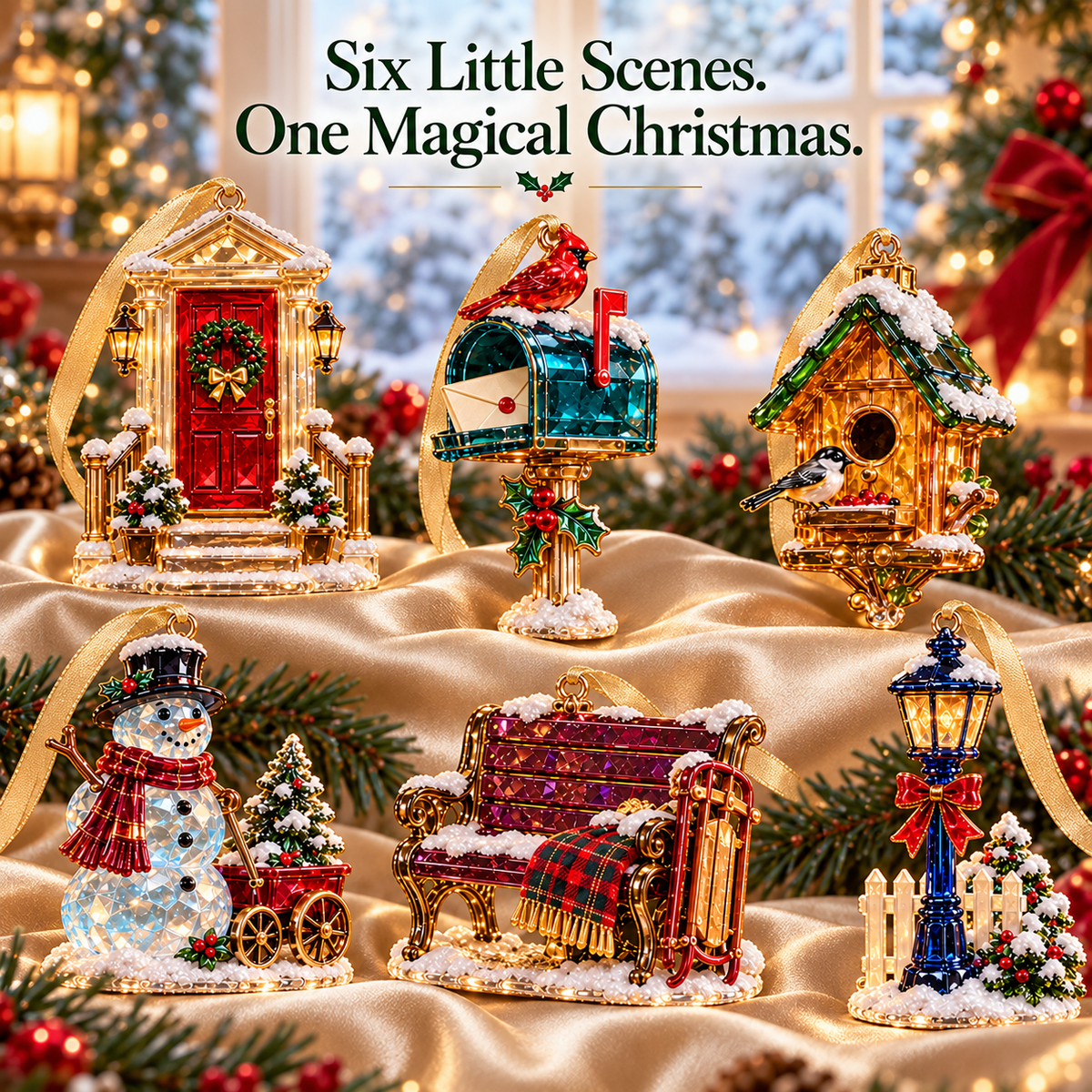 Home for Christmas – Vintage Winter Scene Ornaments in 6 Charming Designs