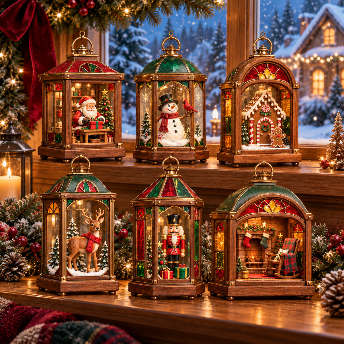 🏮 2026 Christmas Lantern Ornaments – Set of 6 Vintage Holiday Keepsakes