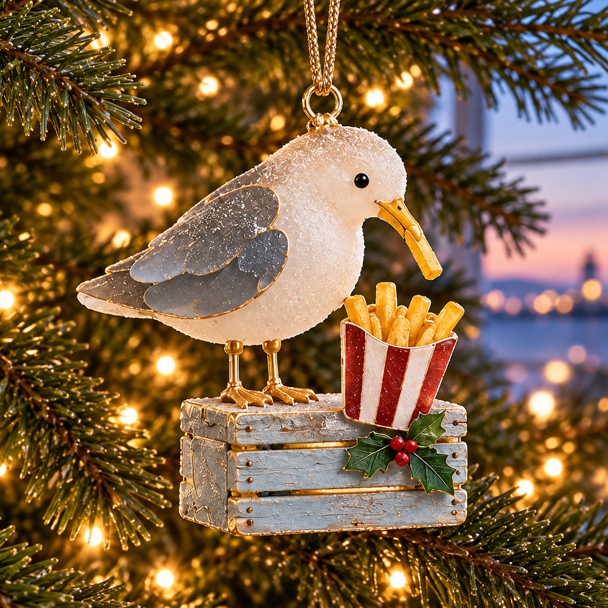 🌊 2026 Coastal Christmas Seabird Ornaments – Set of 6 Festive Seagull & Pelican Keepsakes