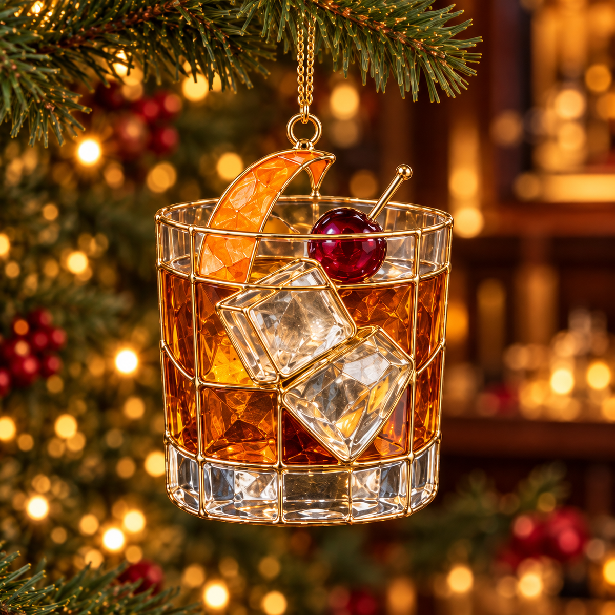 ✨ 2026 Vintage Stained Glass Cocktail & Wine Christmas Ornaments – Set of 6 | Martini, Margarita, Whiskey, Red Wine & Champagne Hanging Decorations | Christmas Tree Ornaments & Unique Holiday Gifts for Cocktail Lovers