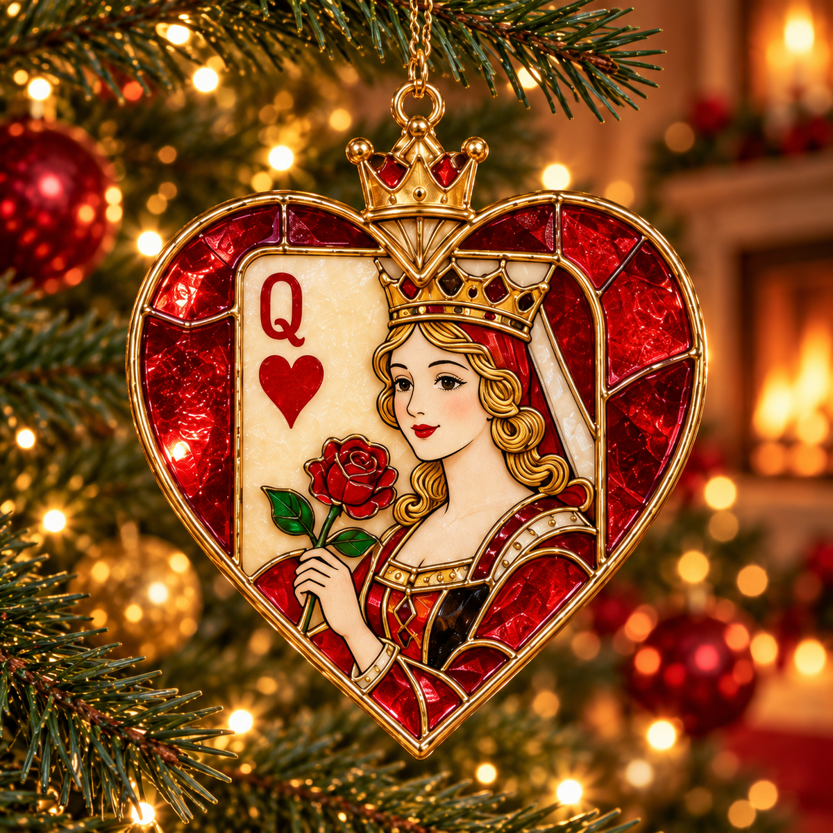 ✨ 2026 Vintage Stained Glass Playing Card Christmas Ornaments – Set of 6 | Poker Ace, Queen, King, Jack & Joker Hanging Decorations | Casino & Card Game Christmas Tree Ornaments | Unique Gifts for Poker Lovers