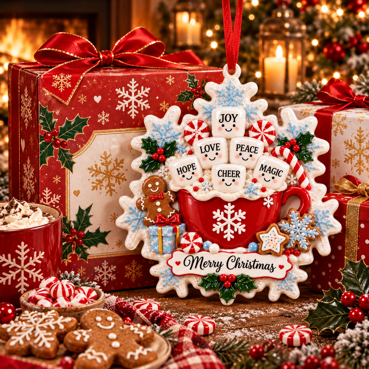 Christmas hot cocoa marshmallow ornament - product image 1