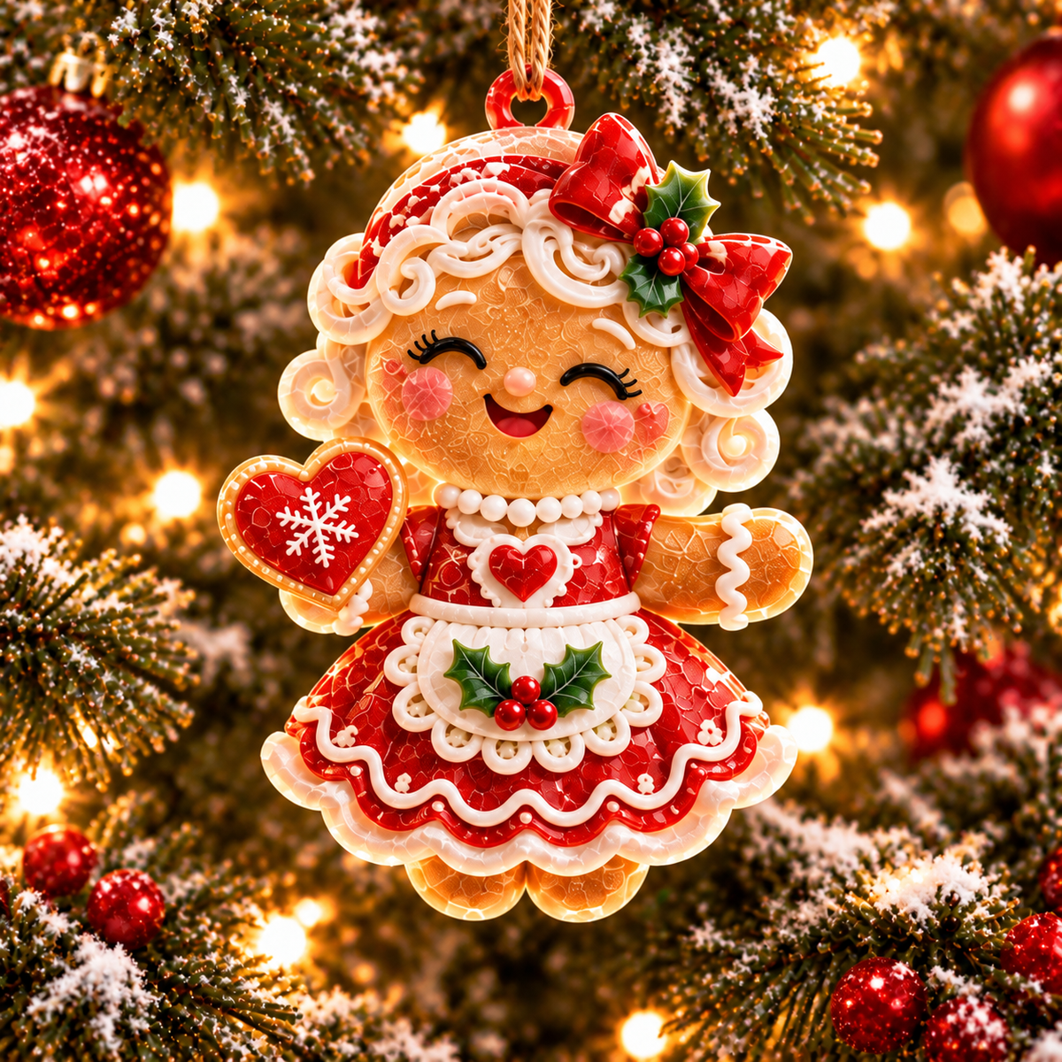 6-Piece Gingerbread Christmas Ornament Collection – Adorable Gingerbread Family, Couple & Holiday Characters | Festive Christmas Tree Hanging Decorations, Sweet Family Keepsake Gifts