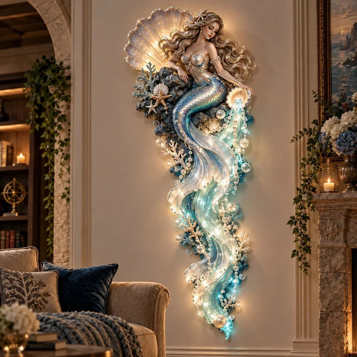 ⏰Limited Stock 50% OFF - 🌊✨ Enchanted Ocean Legends™ Lighted Wall Décor Collection 🐋🧜♀️